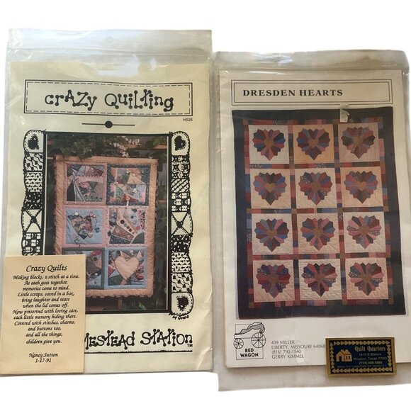 Vintage Crazy Quilting Quilt Quarters Patterns Templates Instructions Lot of 2 - Picture 1 of 10